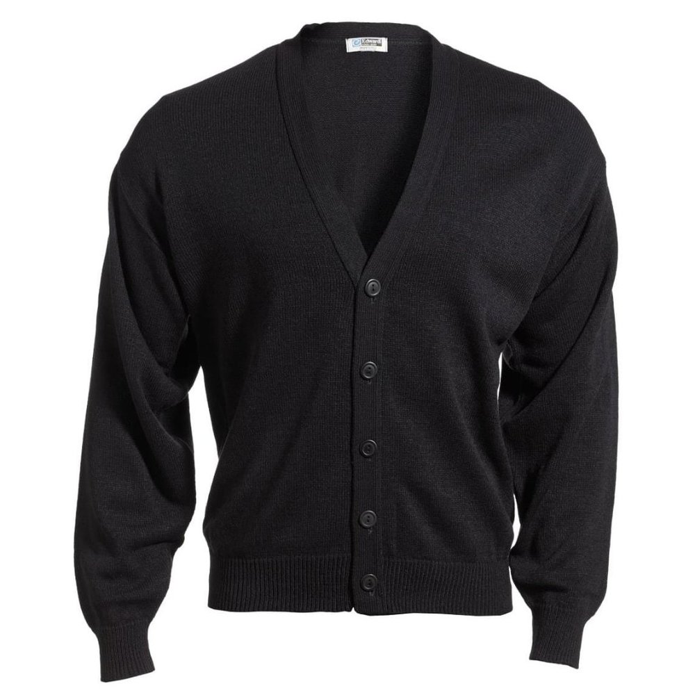 Edwards 4X Big Men Jersey Knit Acrylic Cardigan Black Long Sleeve Button 4XL